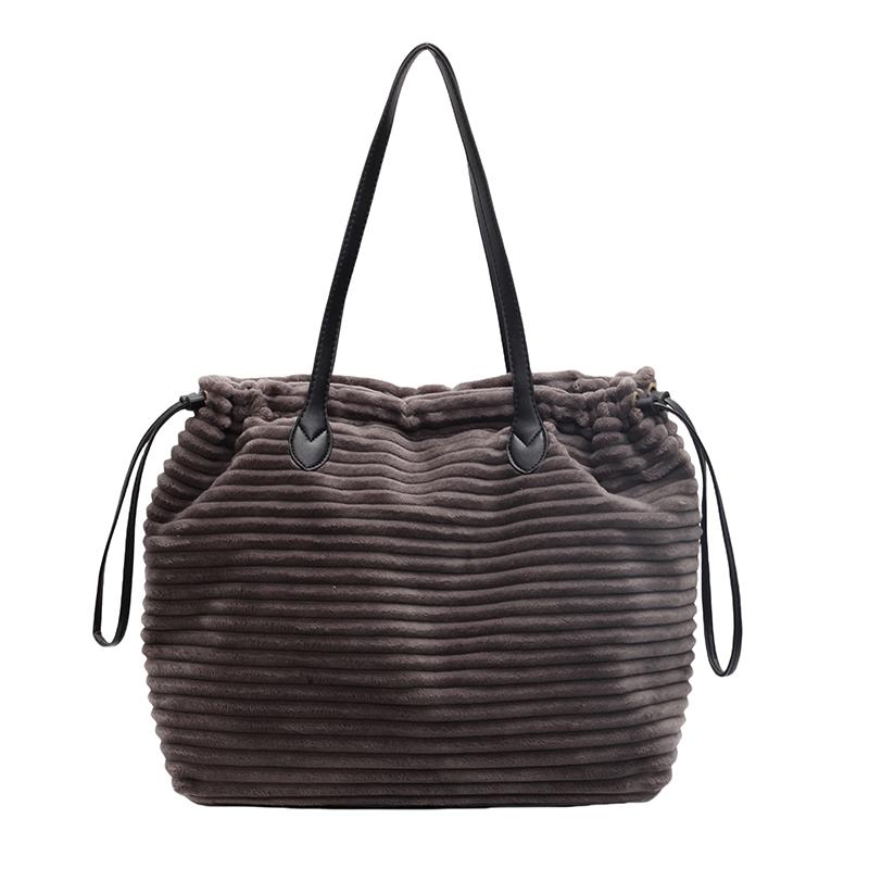 Corduroy Bag Women's Drawstring Shoulder Bag Commuter Tote Bag