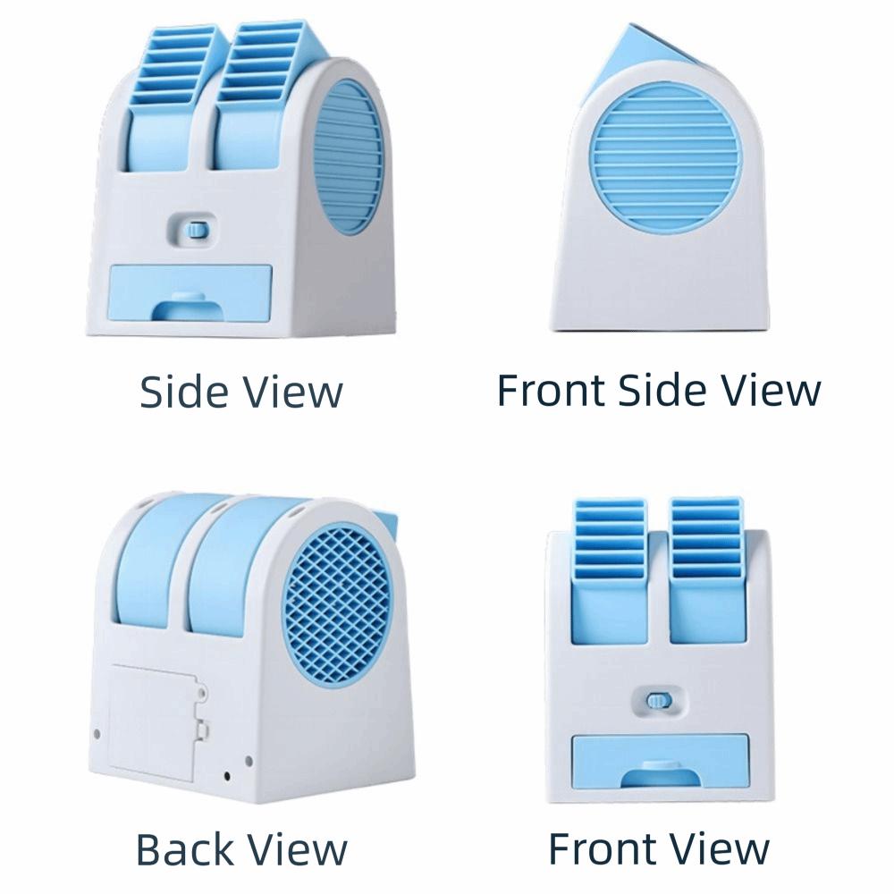 Dual Air Outlet Mini Air Cooling Desk Fan Battery Powered Portable Table Fan Office Bedroom