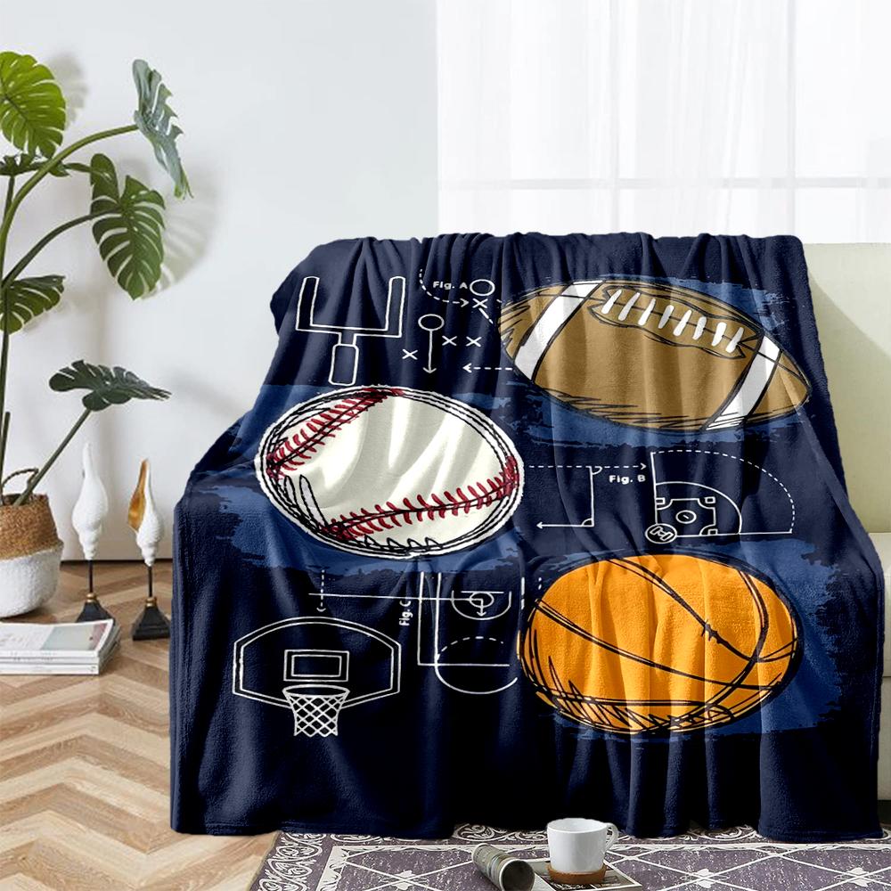 ball sports Theme Printed Blanket - Perfect for Couch, Bed, Travel & Outdoor Use | Machine Washable, Cozy & Durable.
