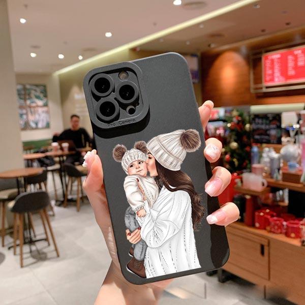 

Super Mom Baby Girl Son Phone Case For iPhone 13 12 11 Pro Max 14 Pro Max Plus X XS XR 7 8 Plus SE2 Soft Silicone Cartoon Covers iphone XR
