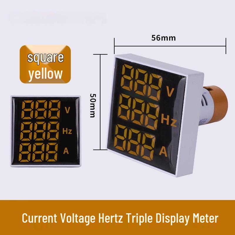 22mm Dual Display LED Voltage Current Frequency Meter - Round/Square