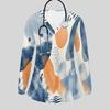 Women Plus Size Floral Leaf Print Scrub Top V Neck Long Sleeve With Front Pockets