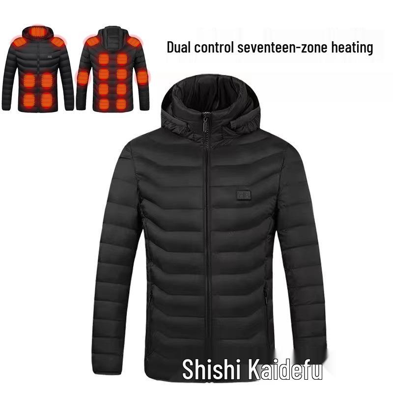 USB Heated Cotton Coat with Four-Zone Heating for Autumn and Winter