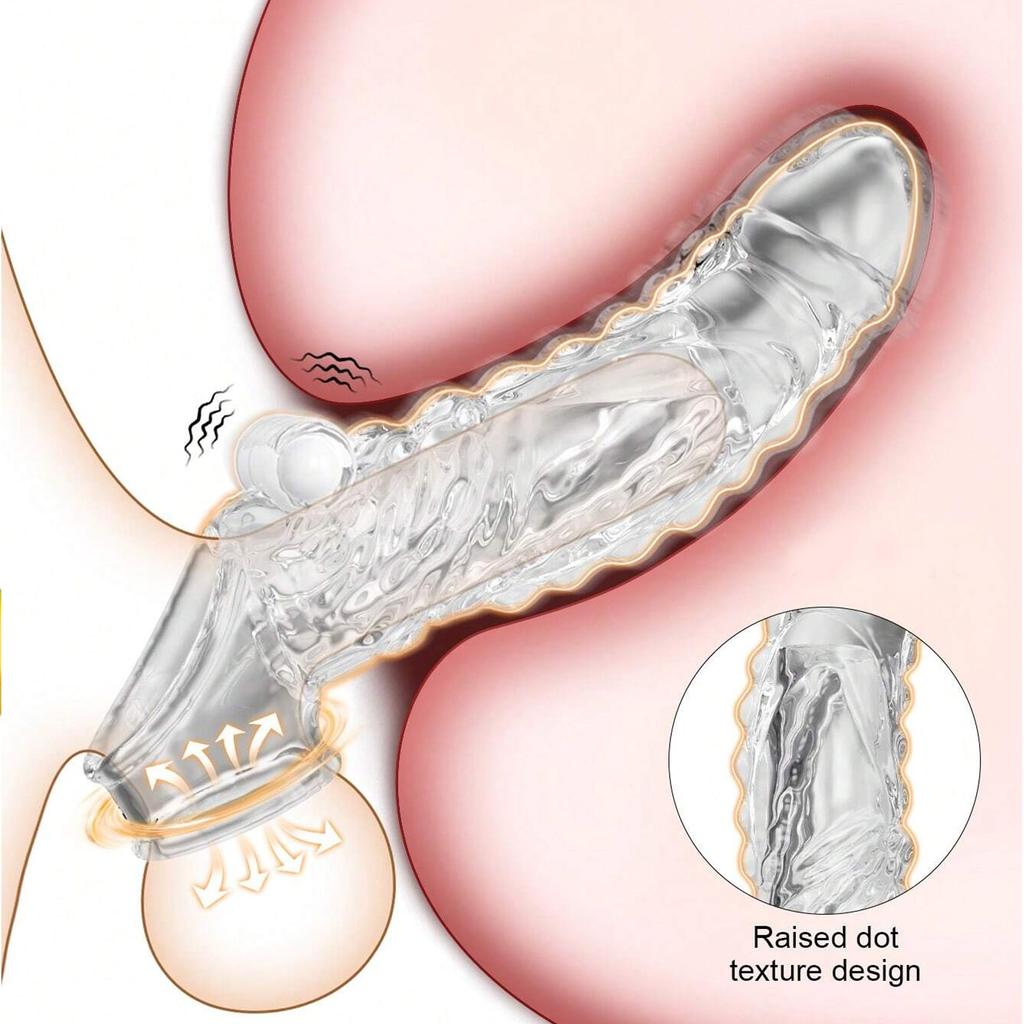 Realistic Penis Sleeve Penis Extender Powerful Vibrating Penis Ring Penis Sleeve Elastic Penis Ring, Enlargement Extension Suitable for Couple Use