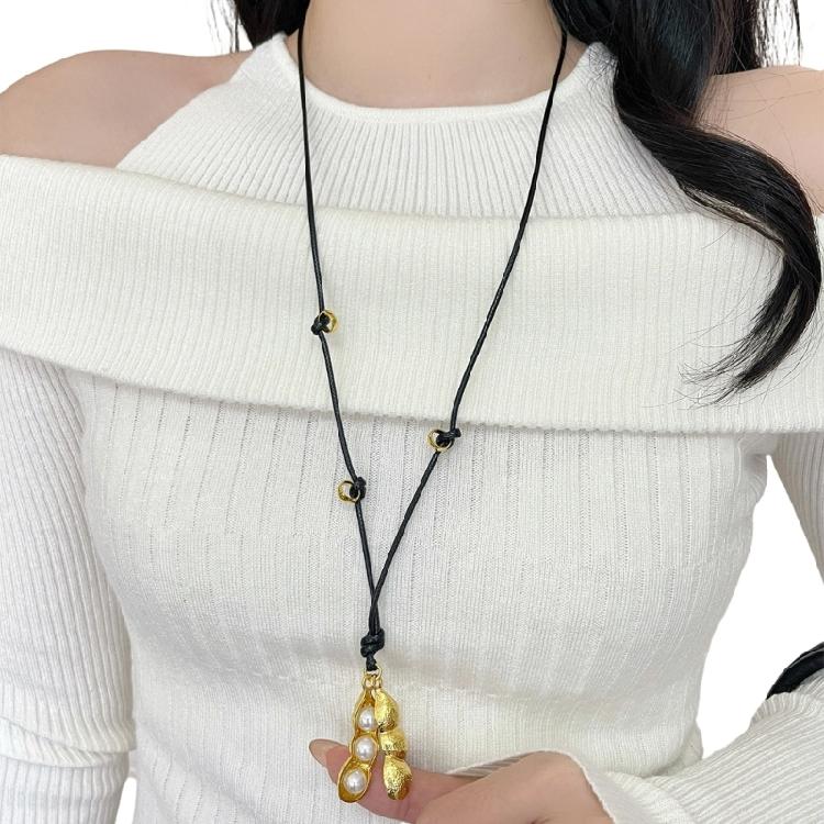 Contemporary Alloy Peanut Necklace Fashion Statement Adjustable Neckchain Versatile Day to Night Accessory