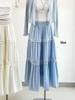 French Retro Chic High-Waist Crochet Embroidery A-line Skirt