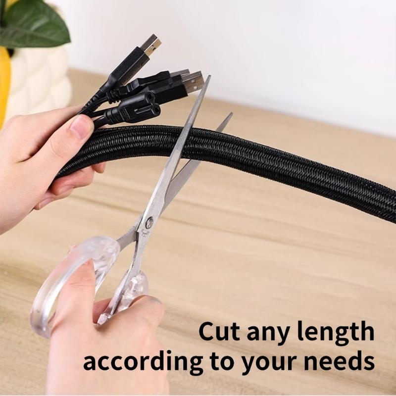 Flexible Cable Sleeve Cover Braided Wire Protectors Pet Chew Resistant For Desk PC TV Automotive Engine Home Office PC
