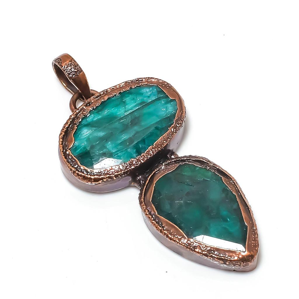 Emerald Pendant, Copper Electroformed Pendant Gemstone Jewelry, Handmade Pendant Amazing Jewelry, Gift For Her
