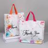 10pcs Thank You Gift Bag Floral Design Plastic Tote Bags for Wedding Birthday Party Gift Packaging Thanksgiving Christmas Favors