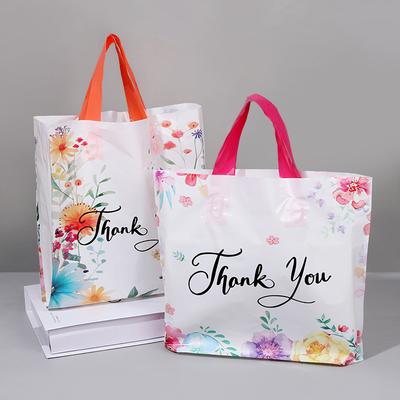 10 Stück Dankeschön-Geschenktüte mit Blumenmuster, Kunststoff-Tragetaschen für Hochzeit, Geburtstagsparty, Geschenkverpackung, Thanksgiving, Weihnachten, Gastgeschenke