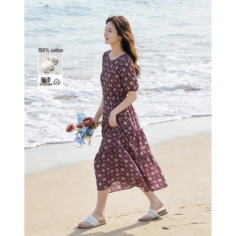 Elegant Cotton Pleated Midi Dress S