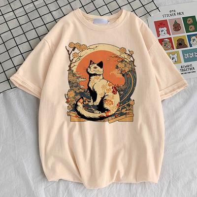 Camiseta Gato Grunge Japonês mulheres harajuku Gráfico anime Retrô streetwear Camiseta digital hip hop Retrô anos 2000 mulheres gráfico