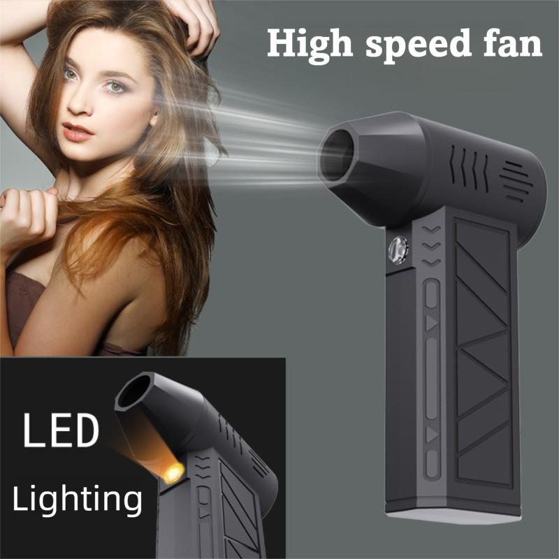 Car Clean Turbo Jet Fan Electric Air Duster LED Light Adjustable Wind Speed Turbo Violent Blower Rechargeable Blow Water/Leaves