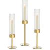 A25F-Gold Kerzenhalter Set mit 3 Stück, Messing Spitzkerzenhalter für Kerzenständer, Dekoration für Tischmitte, Hochzeit