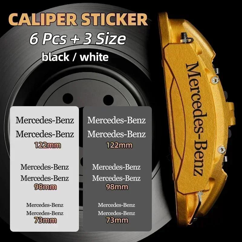 UMEG7 6pcs Brake Caliper Sticker Heat Resistant Decal Car Decoration For Mercedes Benz W204 W124 W201 W202 W212 W220 W205 GLA CLA GLC