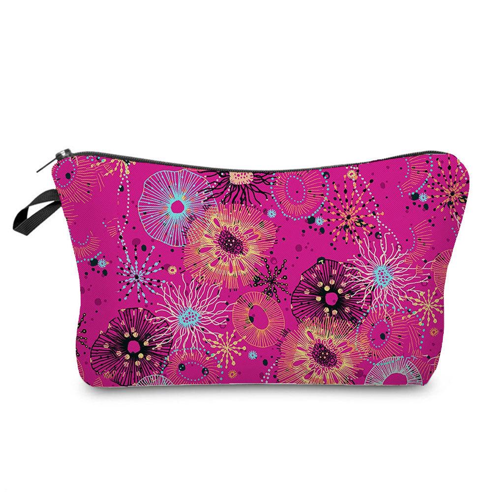 Women Flower Print Cosmetic Bag Toiletries Organize Travel Storage Case 6762 KTB