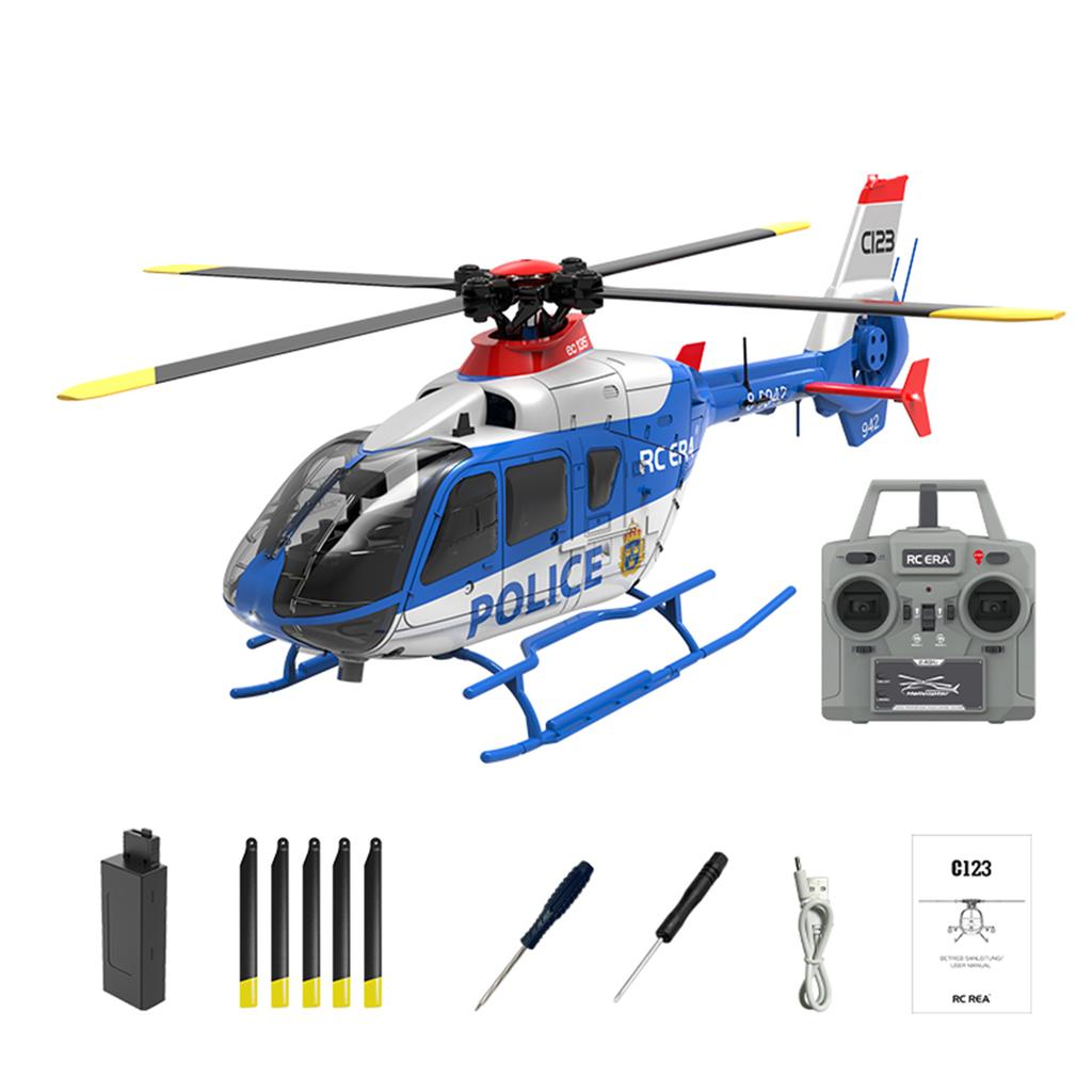 1/32 C123 6CH Double Brushless RC Helicopter Direct Drive Single Paddle Aileron Free Helicopter 3D EC135 Optical Flow RCAircraft