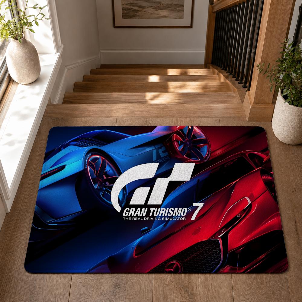 G-Gran-Turismo Floor Mat Flannel Rug Non Slip Absorbent Soft Washable For Entryway Hallway Bathroom Kitchen Decor