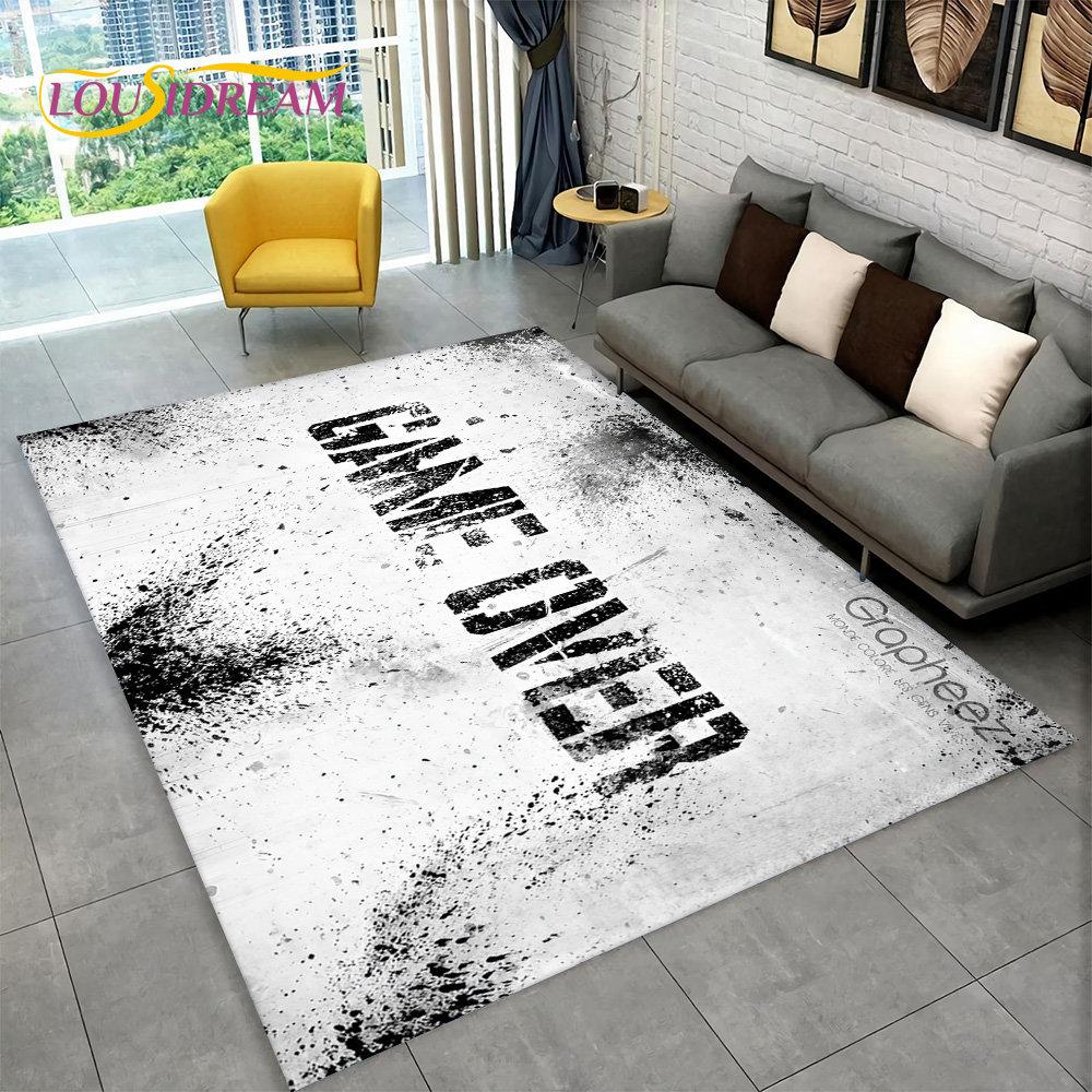 3D Cartoon Gamer Game Over Area Rug,Carpet Rug for Living Room Bedroom Sofa Playroom Doormat Decor,Kids Play Non-slip Floor Mat