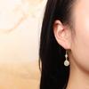Ancient Gold Craft Natural Hetian Jade Round Earings for Women New In Court Style Phoenix Dance Eardrop Wedding Jewelry