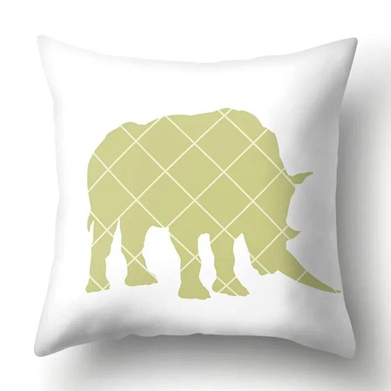 Simple Plaid Animal Pillowcase Puppy Cat Giraffe Pillowcase Children's Room Home Decoration Living Room Sofa Cushion Cover
