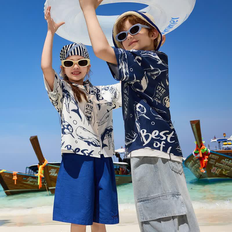 ASK JUNIOR Kids' Vacation Print Short Sleeve Shirt