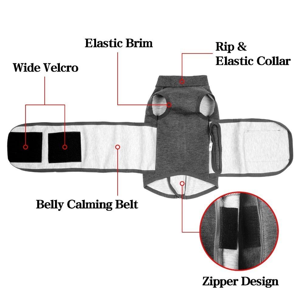 Adjustable Dog Calming Jacket Soft Fabric Thunder Relief Dog Shirt Pet Calming Vest  Travel Use S