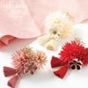 [Noelmarket] Hair Accessory for Yukata, Made in Japan, Handmade, Preserved Flowers, Baby's Breath, Dahlia-like Flower, Chirimen Fabric, Tassel, for