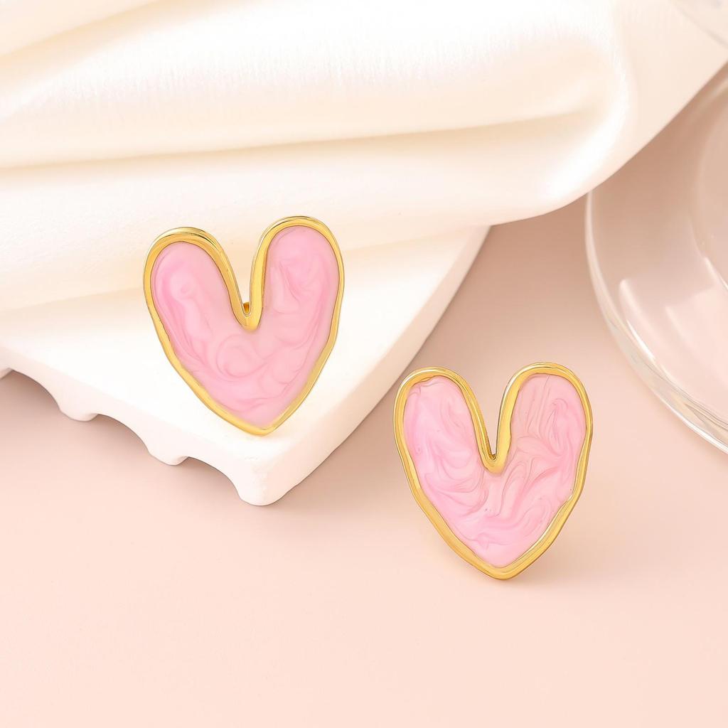 French Enamel Drip Oil Earrings: Stainless Steel, Irregular, Titanium Women's Luxury