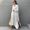 European & American Style Cotton Pocket Long Beach Cover-Up Dress