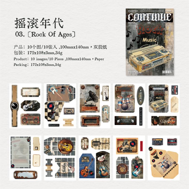 Journal GO 10pcs Retro American Style Vintage Poster Cartoon Sticker DIY Laptop Scrapbooking Collage Journal Graffiti Decals Fun