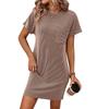 Women's Summer Casual Color Contrasting Twisted Strip Short Sleeve Pocket Dress