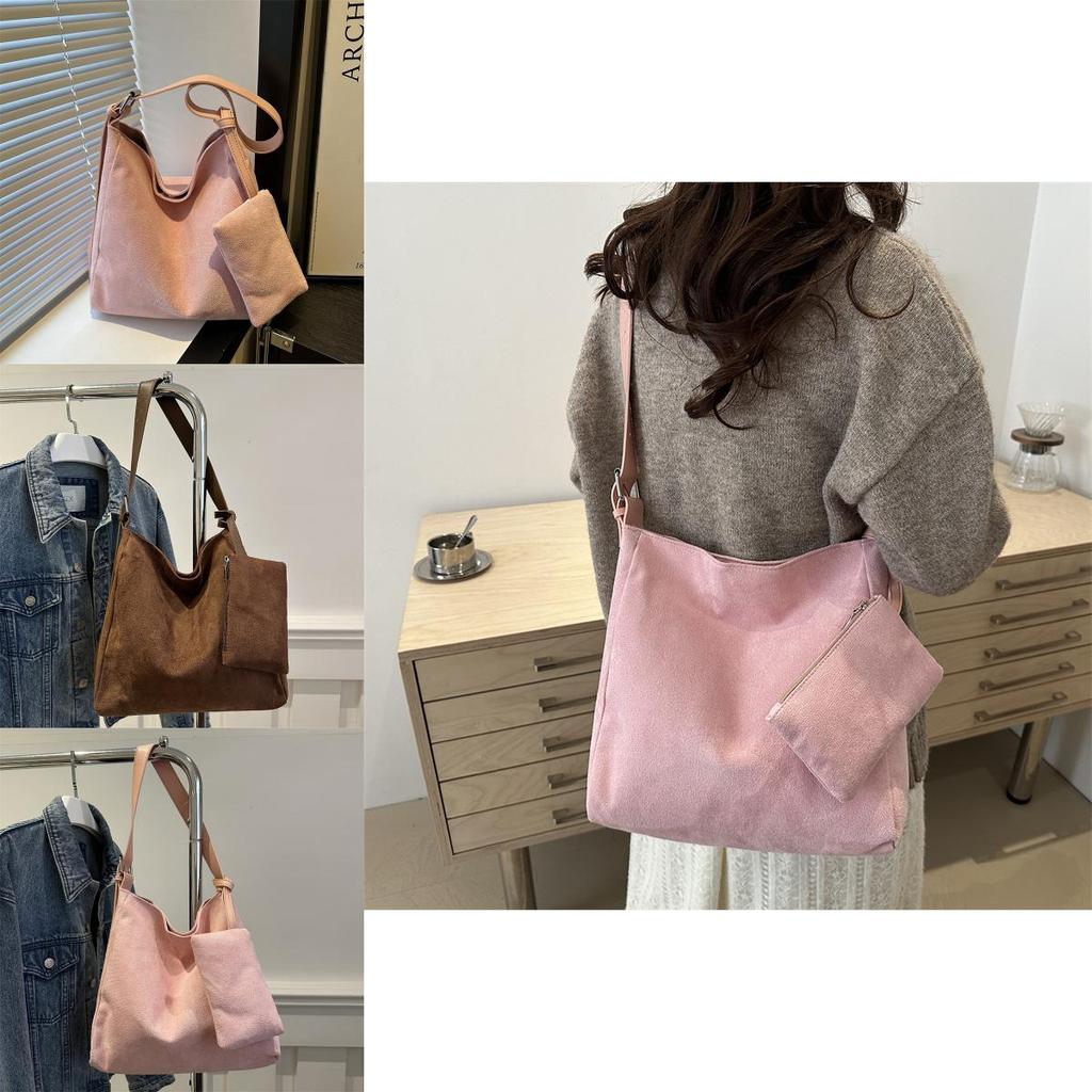 Korea Vintage Style Large Capacity Tote Bag With Soft Canvas For Daily Use