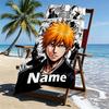 Custom Name Personalized BLEACH Print Beach Towel, for Trip Camping Beach Party Home Decor, Birthday Gift for Family & Friends
