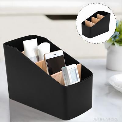 Remote Control Holder TV Remote Control Organizer Desktop Wooden Storage Box For Bedroom Living Room Table Organizer