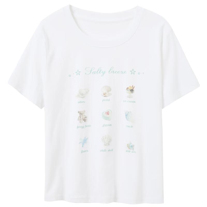 Sancai Women s Lyocell Blend Printed Short Sleeve T-shirt M