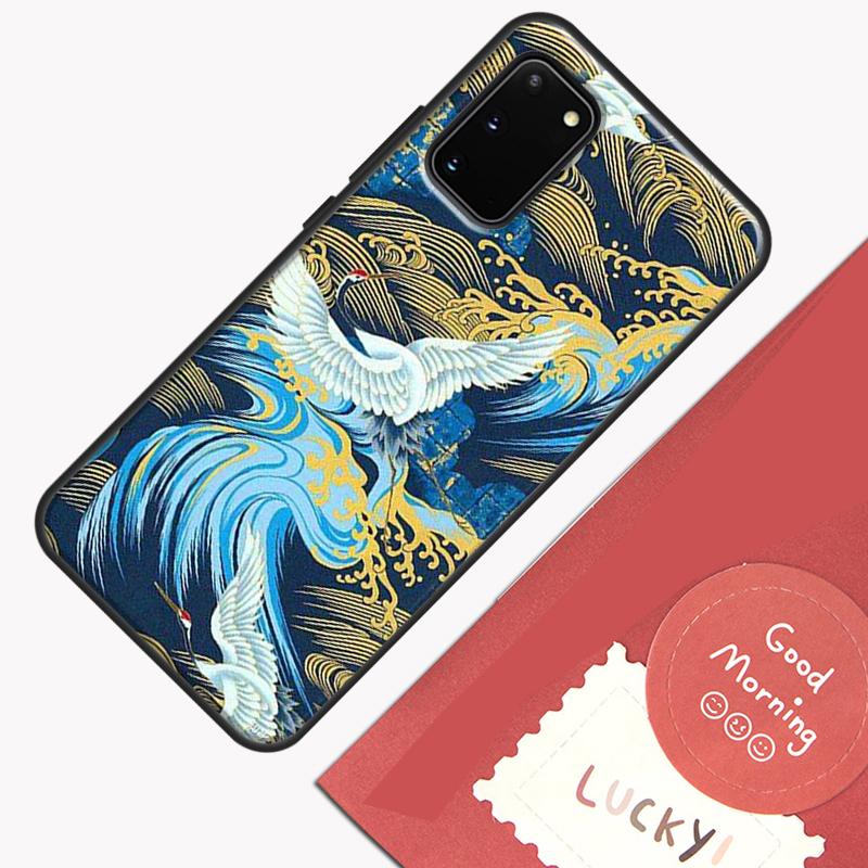 Japanese Cranes Art Phone Case For Samsung Galaxy S24 S26 Ultra S20 S21 S22 S23 S25 Plus S10 S25 FE Cover Shell