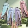1PC Eiffel Tower Green Grass Scene 750ml Color Plastic Sports Water Bottle Leakproof Flip Straw Lid Suitable for Sports Office Home Use