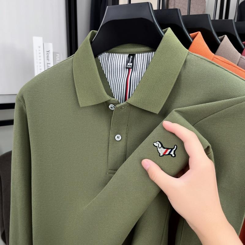 Trend Dog Embroidery 100% Cotton Long Sleeve Polo Shirt Luxury Brand Lapel T-Shirt Autumn Skin Friendly Comfort Fashion Men Wear