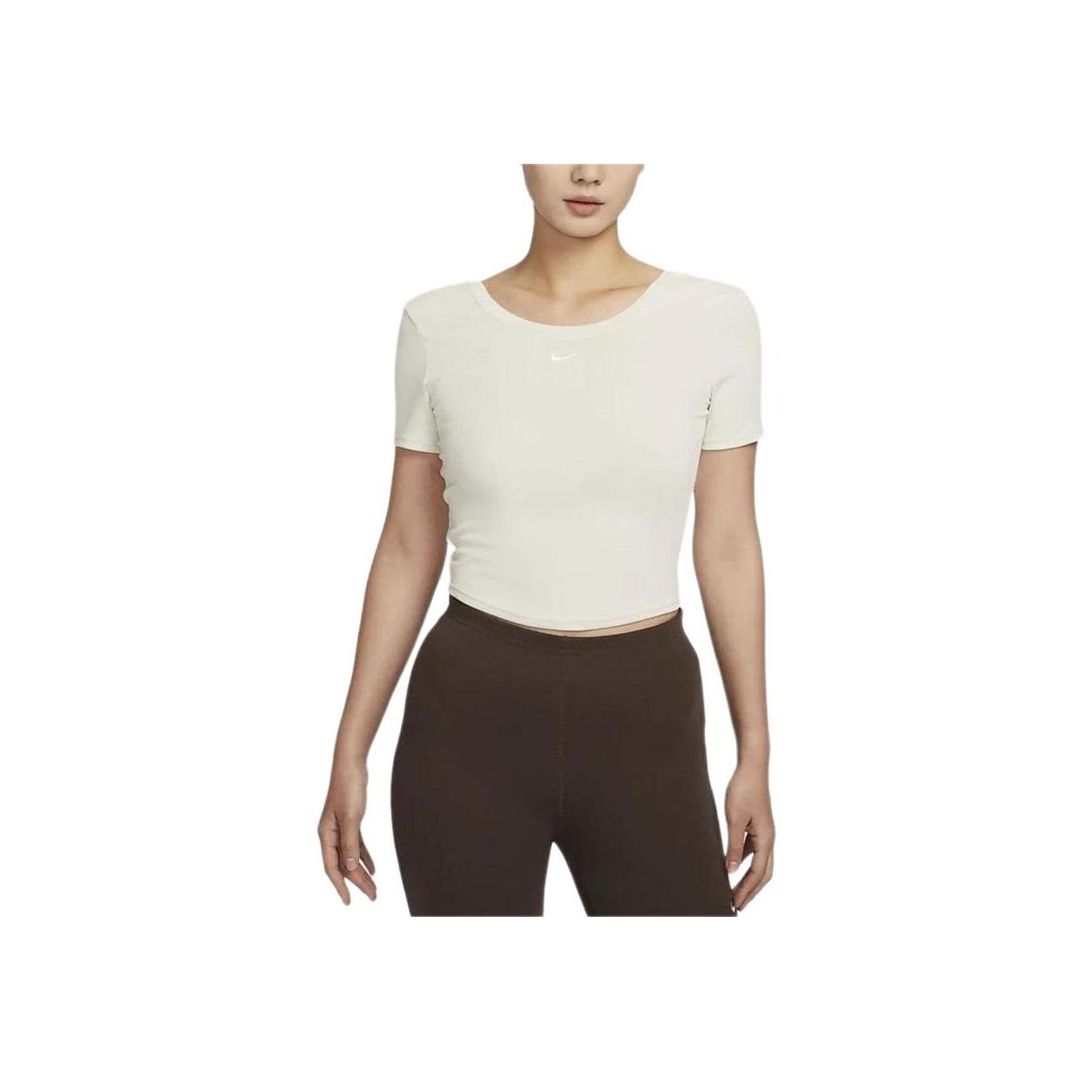 

Nike Спортивная одежда Chill Knit однотонная свободная спинка с коротким рукавом футболка женская топы светло-красный цвет дерева-коричневый FN3665-104