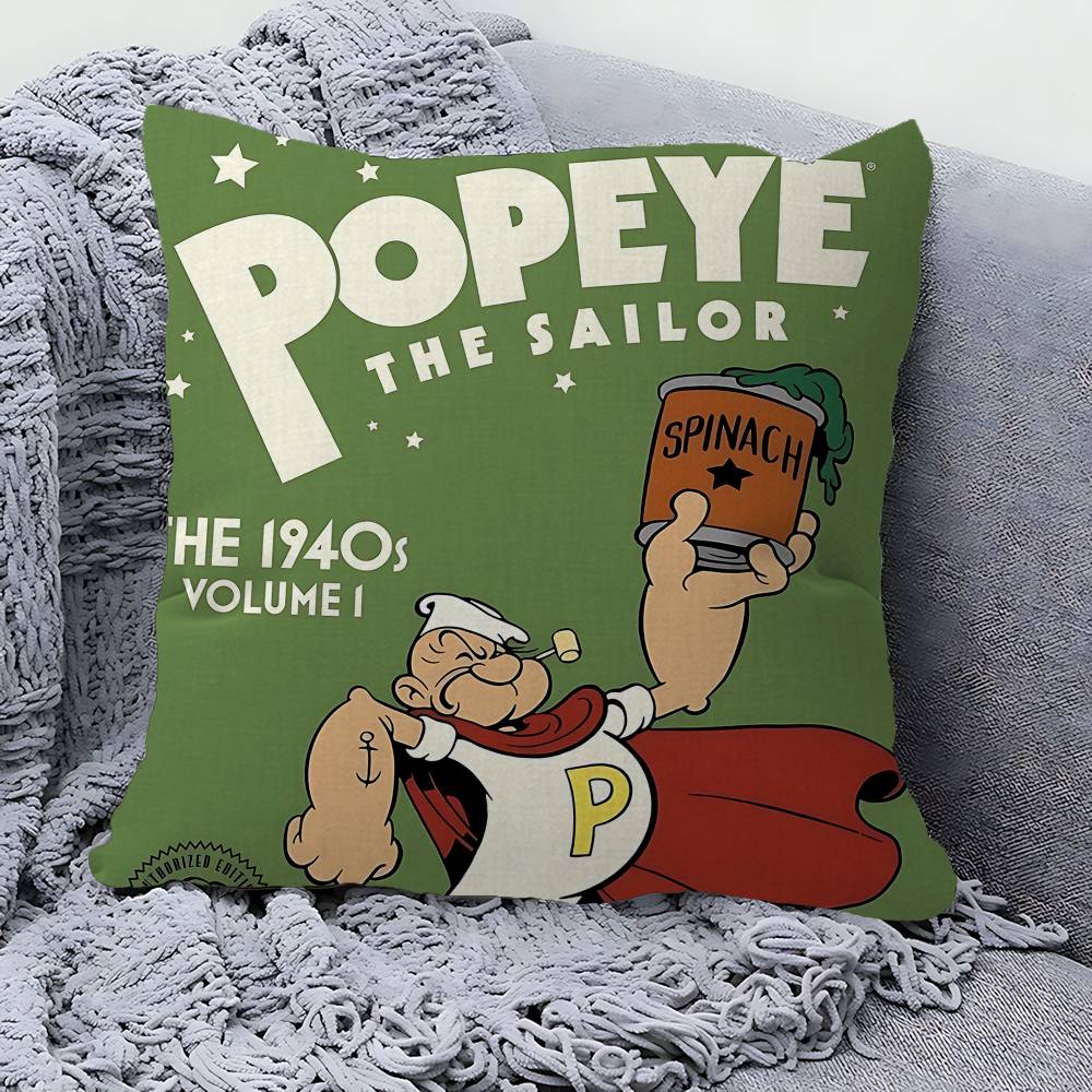 P-PopeyeS The S-Sailor cartoon Pillow Covers Cartoon Sofa Decorative Home Double-sided Printing Short Plush Cute Cushion Cover