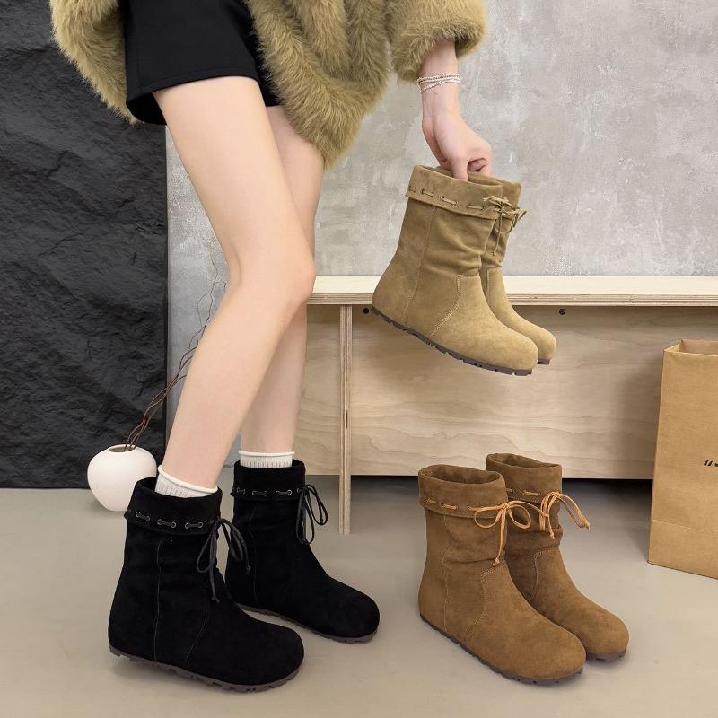 Retro Niche Frosted Leather Small Short Boots Women's New Autumn and Winter Flat-bottomed Sleeve Martin Boots and Ankle Boots Short