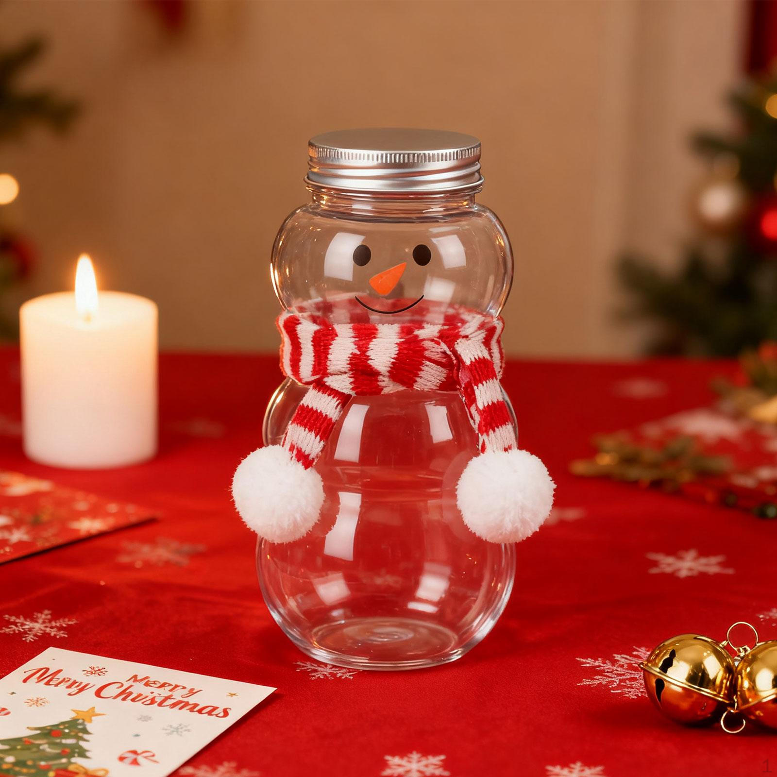 

8 Pieces Christmas Juice Bottle Snowman Drinking Jug Candy Containers Water Bottles for Milk Red White