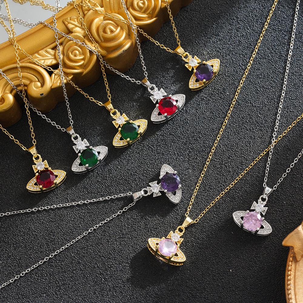 Europeisk & Amerikansk Lyx Zirkon Universum Saturnus Halsband