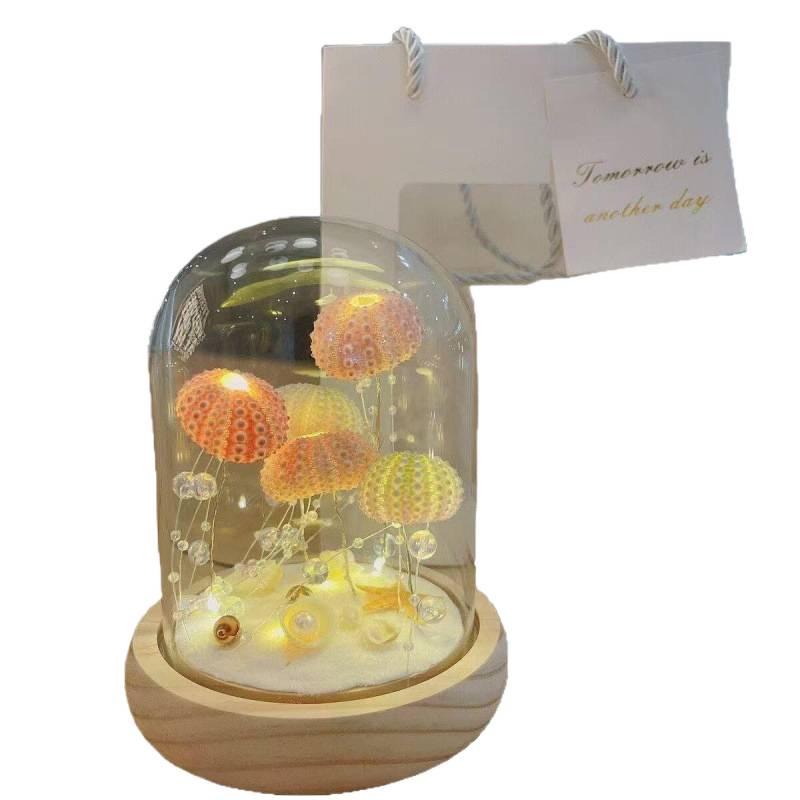 Sea Urchin Shell Jellyfish Night Light: Heart-Shaped Ornament for Mother's Day or Birthday