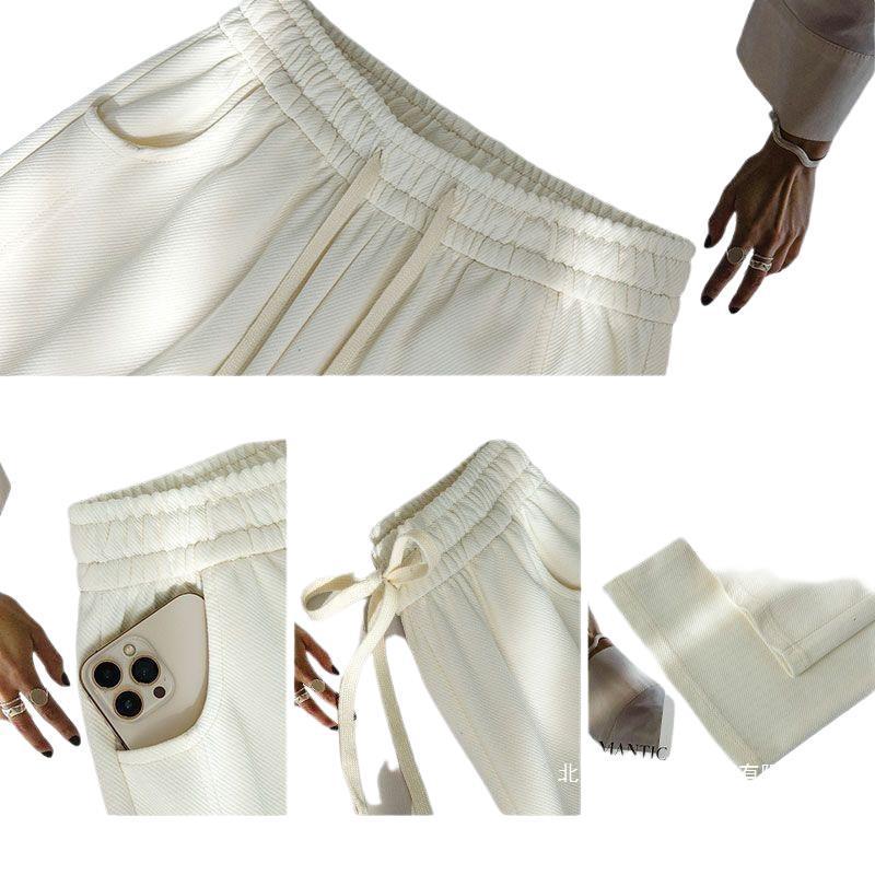 2025 New High-Waisted White Wide-Leg Casual Slimming Petite Sweatpants for Women