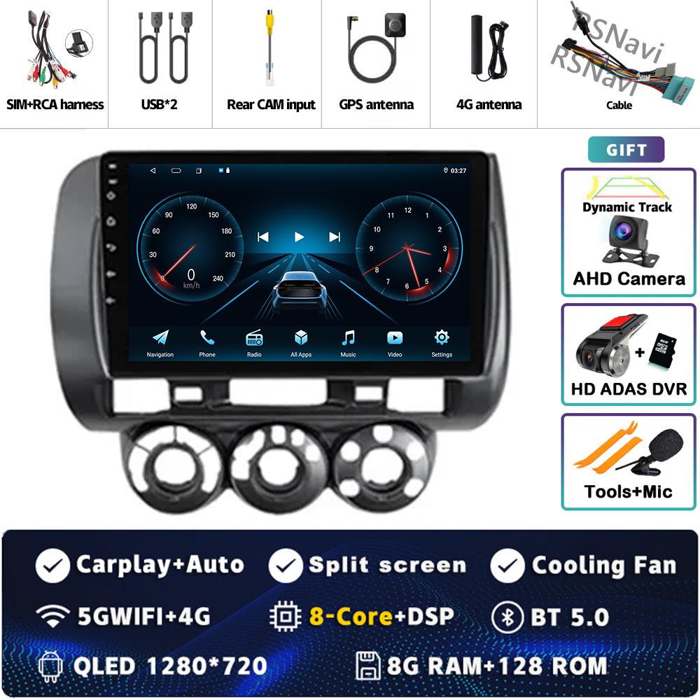 Android 14 Carplay Car Radio For Honda Fit Jazz City 2002 2003 2004 - 2007 Multimedia Video Player Navigation GPS Stereo 2Din BT