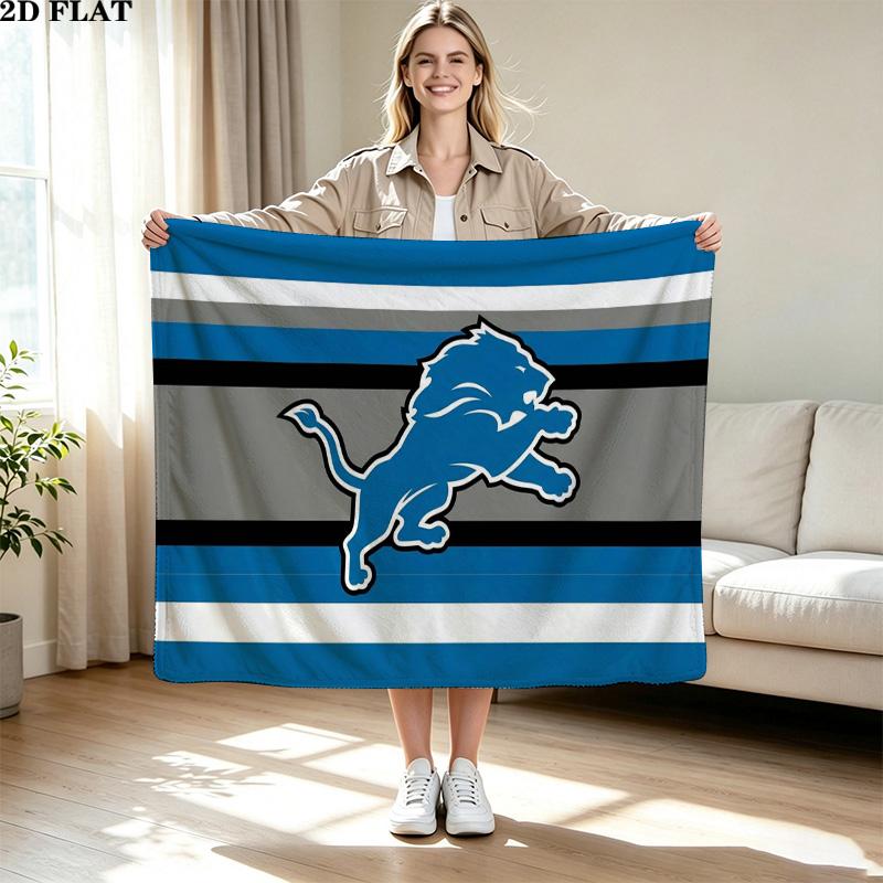 Detroit Lions Logo Print Flannel Blanket High Quality Warm Comfortable Cover for All Seasons Perfect for Gifts Home Decor