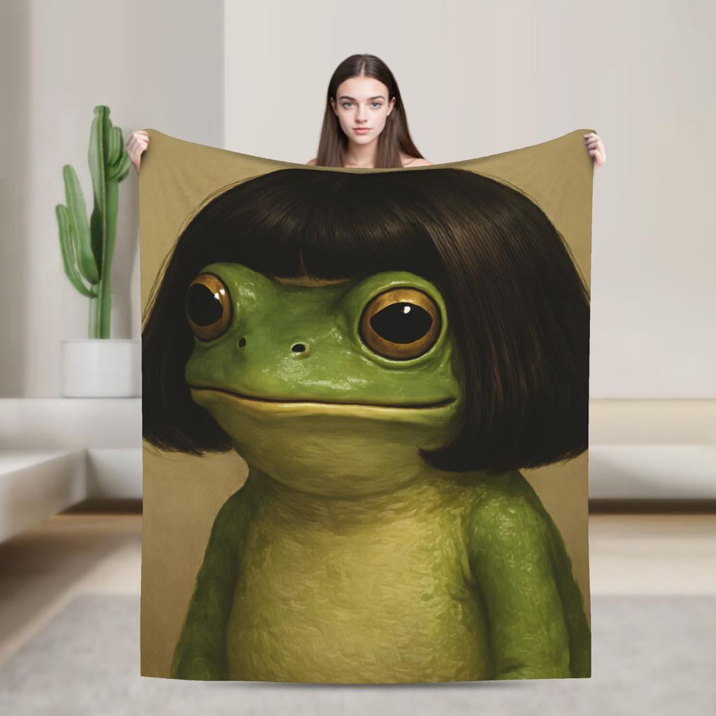 Gentleman Frog Blankets Super Warm Funny Plush Throw Blanket For Girls Boys Home Decor Flannel Bedspread Bed Cover