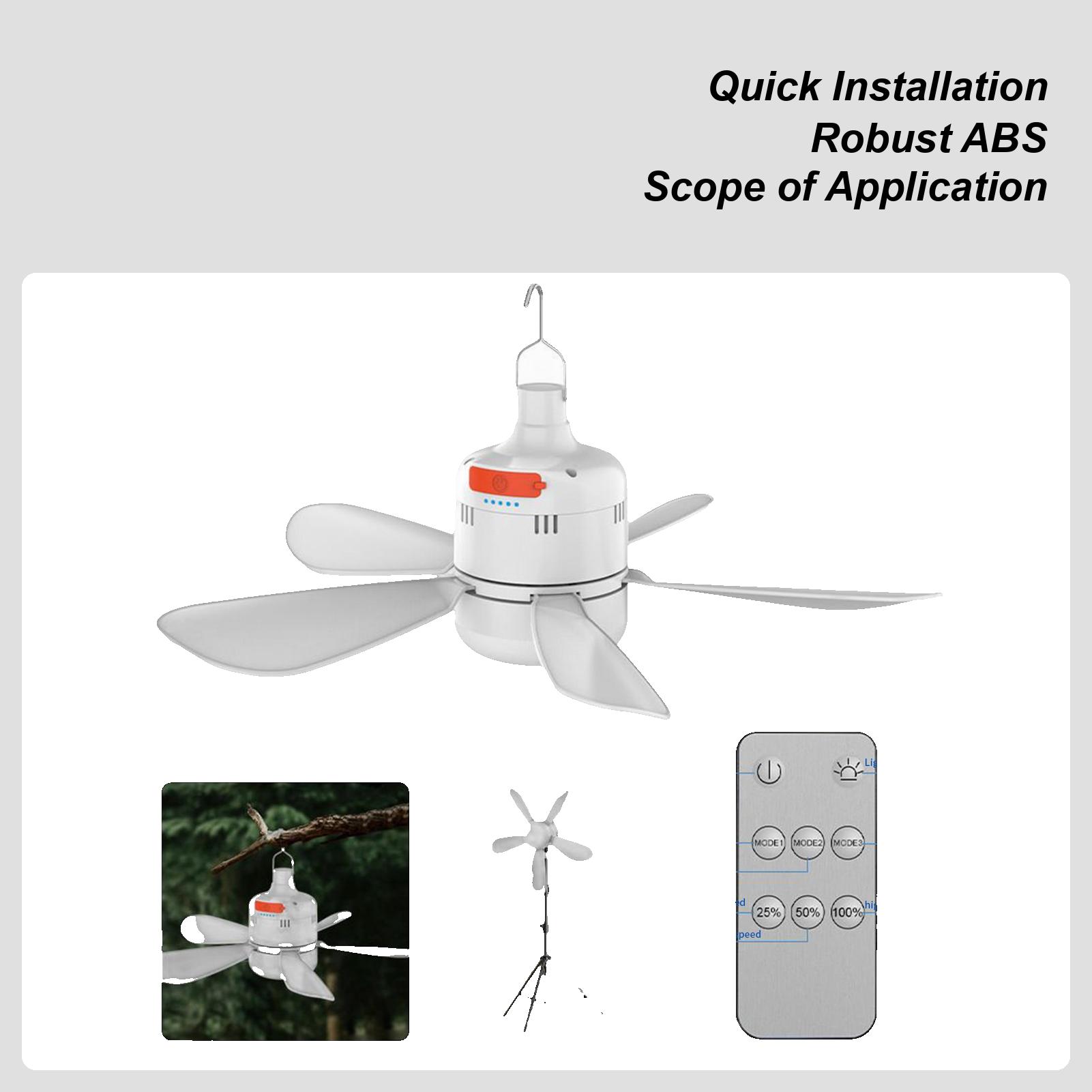 Portable Ceiling Fans Ceiling Fan Light Portable Outdoor Ceiling Fan Hangable Outdoor Fan with Light and Remote Control CN